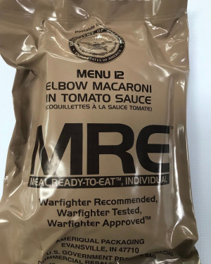 Ameriqual - MRE - Meal Ready to Eat - 2021 - Meniu 12 - Elbow Macaroni in Tomato Sauce